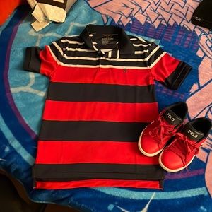 Polo shirt size 8 with polo sneakers size 13 selling as set